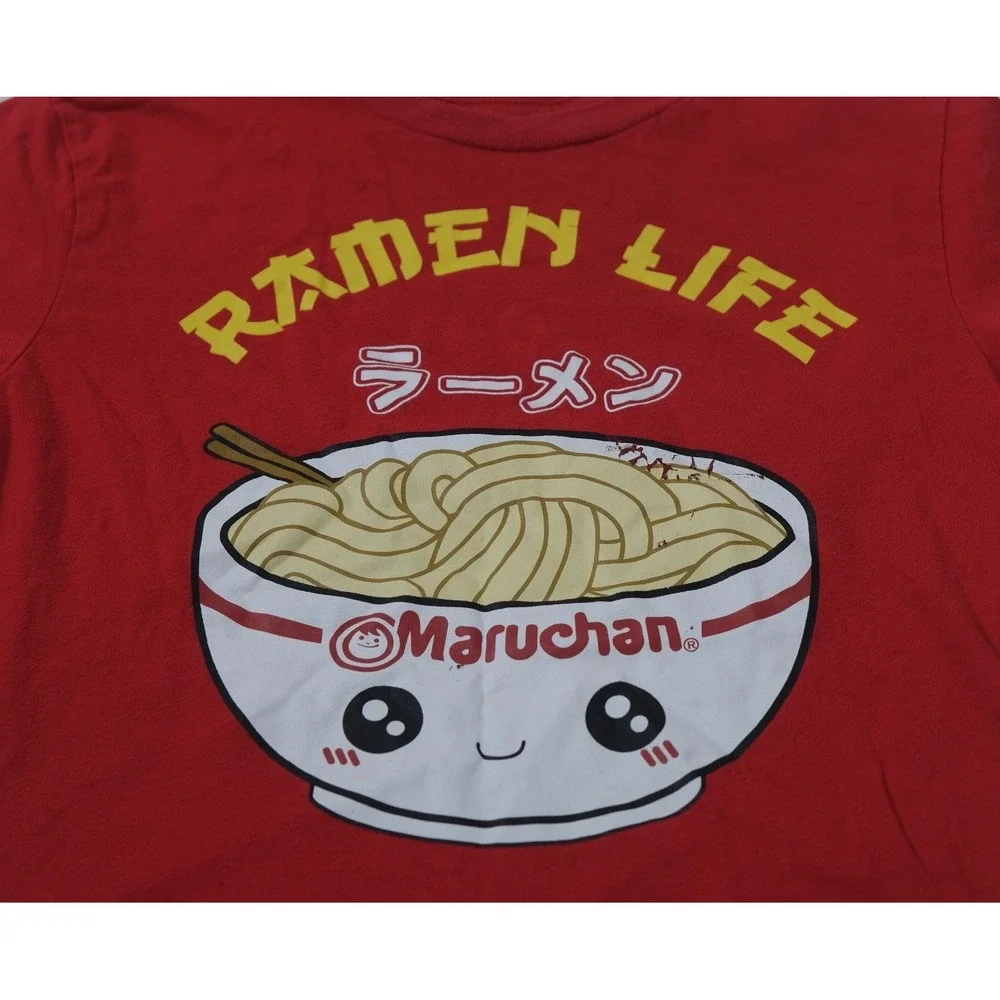 Maruchan Shirt Kids L Red Ramen Life Graphic Tee Short Sleeve Foodie Kawaii